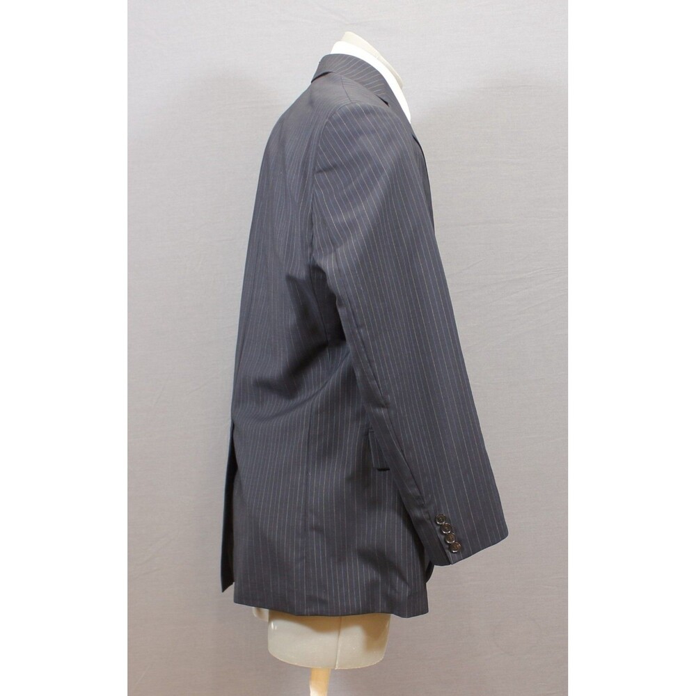 Hugo Boss Black Striped 2 Btn Wool 2 Piece Suit 44R Pleated Front 38" Waist - Picture 7 of 12